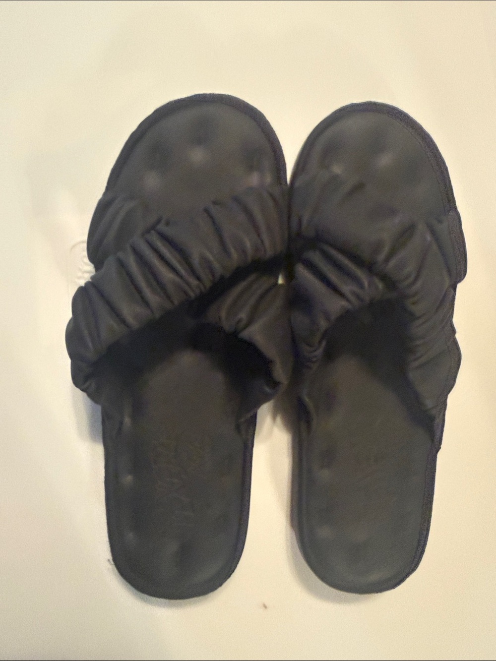 Blowfish Black Ruched Slide Sandals for Women